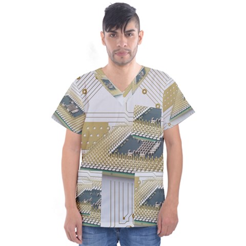 Technics Design Element Set Pattern Graphic Symbol Men s V-neck Scrub Top by danenraven