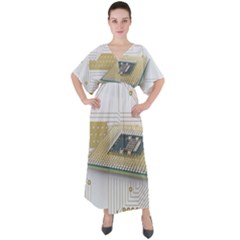 Technics Design Element Set Pattern Graphic Symbol V-neck Boho Style Maxi Dress by danenraven