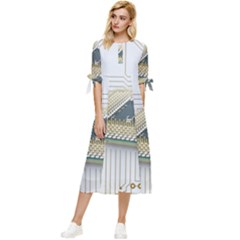 Technics Design Element Set Pattern Graphic Symbol Bow Sleeve Chiffon Midi Dress by danenraven