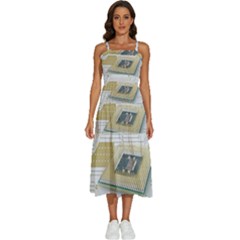 Technics Design Element Set Pattern Graphic Symbol Sleeveless Shoulder Straps Boho Dress by danenraven