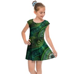 Abstract Pattern Design Art Fabric Decoration Kids  Cap Sleeve Dress