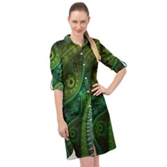 Abstract Pattern Design Art Fabric Decoration Long Sleeve Mini Shirt Dress by danenraven