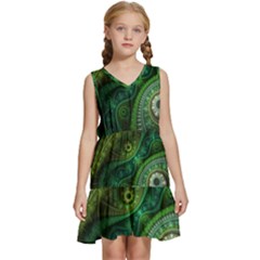 Abstract Pattern Design Art Fabric Decoration Kids  Sleeveless Tiered Mini Dress