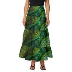 Abstract Pattern Design Art Fabric Decoration Tiered Ruffle Maxi Skirt