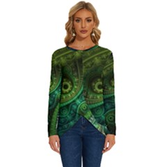 Abstract Pattern Design Art Fabric Decoration Long Sleeve Crew Neck Pullover Top