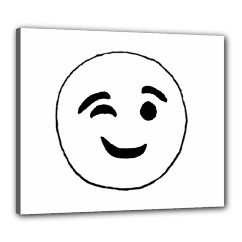 Winking Emoticon Sketchy Drawing Canvas 24  X 20  (stretched) by dflcprintsclothing