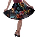 Flowers Flame Abstract Floral A-line Skater Skirt View1