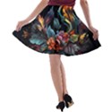 Flowers Flame Abstract Floral A-line Skater Skirt View2