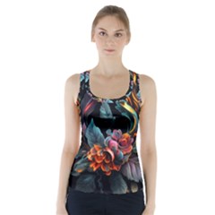 Flowers Flame Abstract Floral Racer Back Sports Top by Ravend