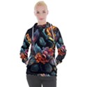 Flowers Flame Abstract Floral Women s Hooded Pullover View1