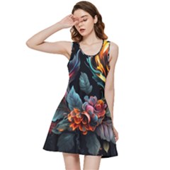 Flowers Flame Abstract Floral Inside Out Racerback Dress by Ravend