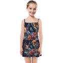 Flowers Flame Abstract Floral Kids  Summer Sun Dress View1