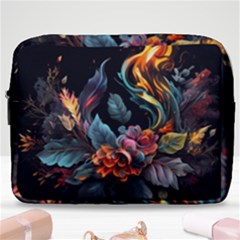 Flowers Flame Abstract Floral Make Up Pouch (large) by Ravend