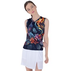 Flowers Flame Abstract Floral Women s Sleeveless Sports Top by Ravend