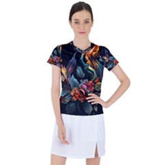 Flowers Flame Abstract Floral Women s Sports Top by Ravend