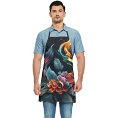 Flowers Flame Abstract Floral Kitchen Apron by Ravend