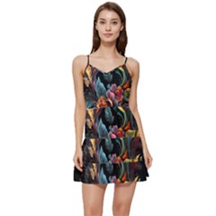 Flowers Flame Abstract Floral Short Frill Dress by Ravend