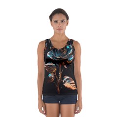 Gold Flower Rose Metal Rose Sport Tank Top  by Ravend