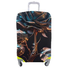 Gold Flower Rose Metal Rose Luggage Cover (medium) by Ravend