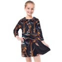 Gold Flower Rose Metal Rose Kids  Quarter Sleeve Shirt Dress View1