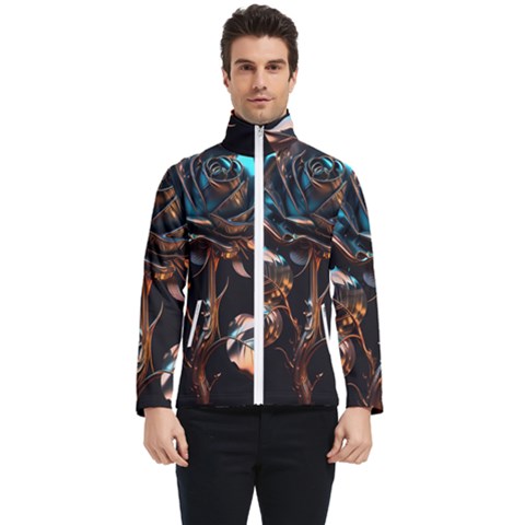 Gold Flower Rose Metal Rose Men s Bomber Jacket by Ravend