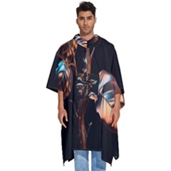 Gold Flower Rose Metal Rose Men s Hooded Rain Ponchos