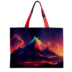 Mountain Sky Color Colorful Night Zipper Mini Tote Bag by Ravend