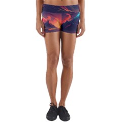 Mountain Sky Color Colorful Night Yoga Shorts by Ravend