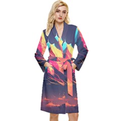 Mountain Sky Color Colorful Night Long Sleeve Velour Robe by Ravend