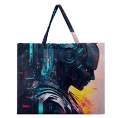 Who Sample Robot Prettyblood Zipper Large Tote Bag by Ravend