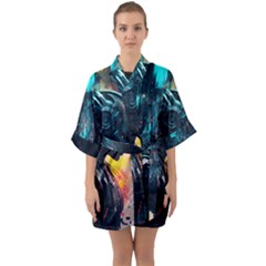 Who Sample Robot Prettyblood Half Sleeve Satin Kimono  by Ravend