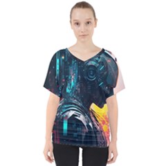 Who Sample Robot Prettyblood V-neck Dolman Drape Top by Ravend