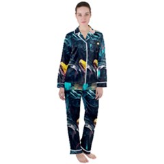 Who Sample Robot Prettyblood Women s Long Sleeve Satin Pajamas Set	 by Ravend