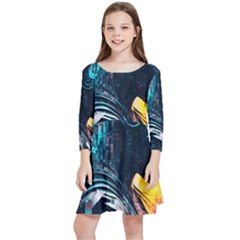 Who Sample Robot Prettyblood Kids  Quarter Sleeve Skater Dress by Ravend