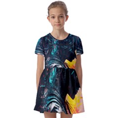 Who Sample Robot Prettyblood Kids  Short Sleeve Pinafore Style Dress by Ravend