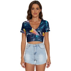 Who Sample Robot Prettyblood V-neck Crop Top by Ravend