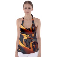 Swirls Abstract Watercolor Colorful Babydoll Tankini Top by Ravend