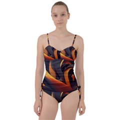 Swirls Abstract Watercolor Colorful Sweetheart Tankini Set by Ravend