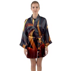 Swirls Abstract Watercolor Colorful Long Sleeve Satin Kimono by Ravend