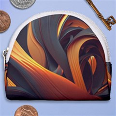 Swirls Abstract Watercolor Colorful Horseshoe Style Canvas Pouch by Ravend