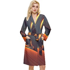 Swirls Abstract Watercolor Colorful Long Sleeve Velour Robe by Ravend