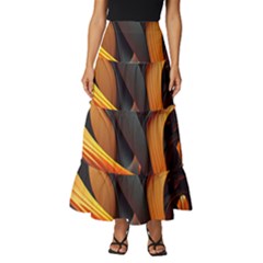 Swirls Abstract Watercolor Colorful Tiered Ruffle Maxi Skirt