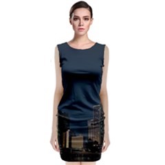 Skyline Brisbane Sunset Downtown Classic Sleeveless Midi Dress by Ravend