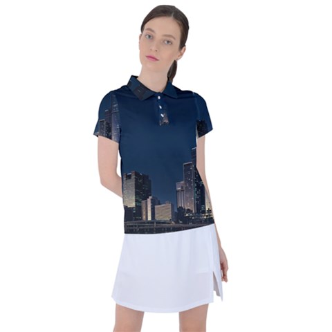 Skyline Brisbane Sunset Downtown Women s Polo Tee by Ravend