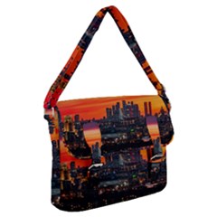 Downtown Skyline Sunset Buildings Buckle Messenger Bag by Ravend