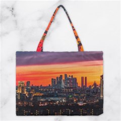 Downtown Skyline Sunset Buildings Medium Tote Bag by Ravend