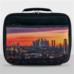 Downtown Skyline Sunset Buildings Lunch Bag by Ravend