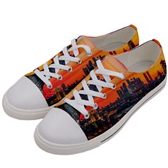 Downtown Skyline Sunset Buildings Men s Low Top Canvas Sneakers by Ravend