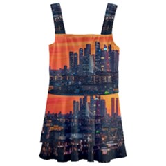 Downtown Skyline Sunset Buildings Kids  Layered Skirt Swimsuit by Ravend