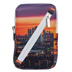 Downtown Skyline Sunset Buildings Belt Pouch Bag (large) by Ravend